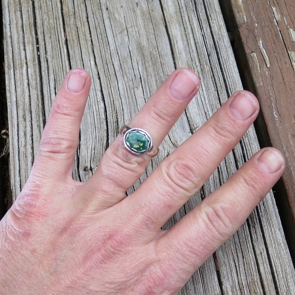 SOLDArtisan Sterling Silver Green Royston Turquoise Ring - Picture 2 of 6